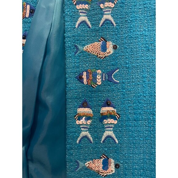 Talbots Exclusive Fish Embroidered Topper Jacket 20 W Plus - Picture 5 of 7